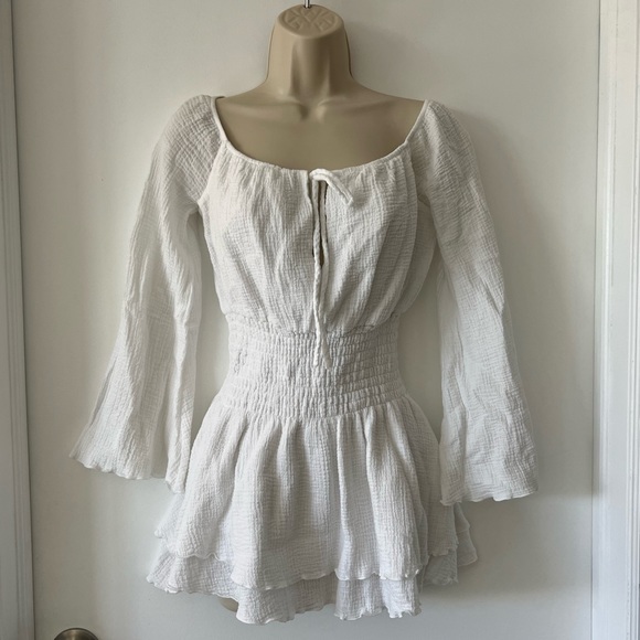 Long Sleeve Tiered Skirt Mini Dress (Majorelle) - Picture 2 of 12